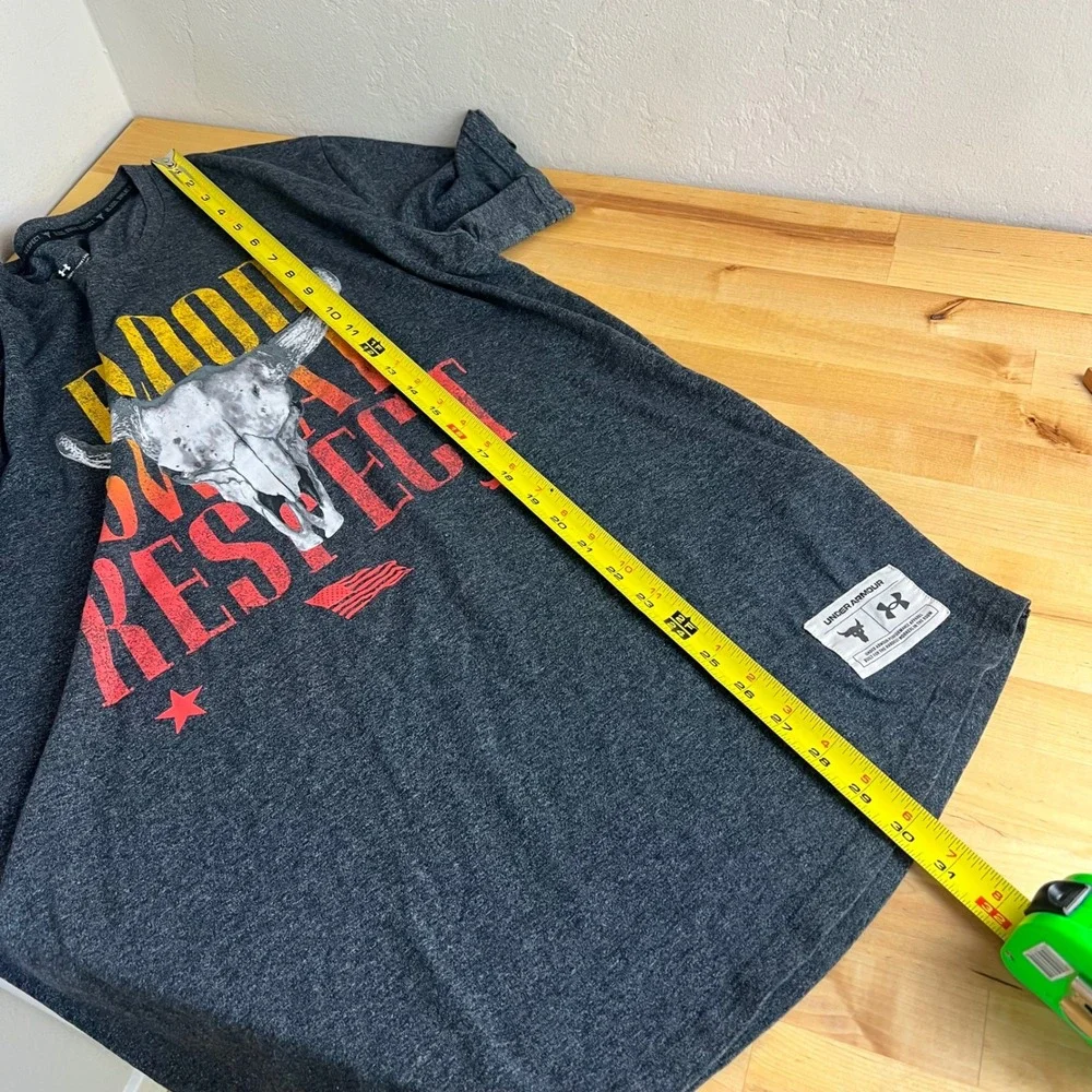 Under Armour T-Shirt Project Rock Blood Sweat Respect Mens Size Large Gray Tee